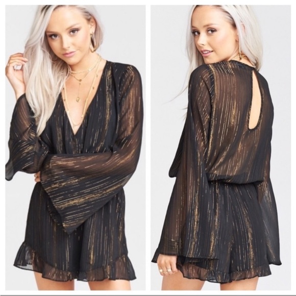 Show Me Your MuMu Pants - Show Me Your MuMu Loretta Romper in Sparkle & Shine Black